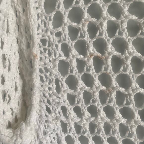 White Knitted Crochet‎ Bohemian Prairie Cottage Core Cardigan Medium-Large - Picture 4 of 6